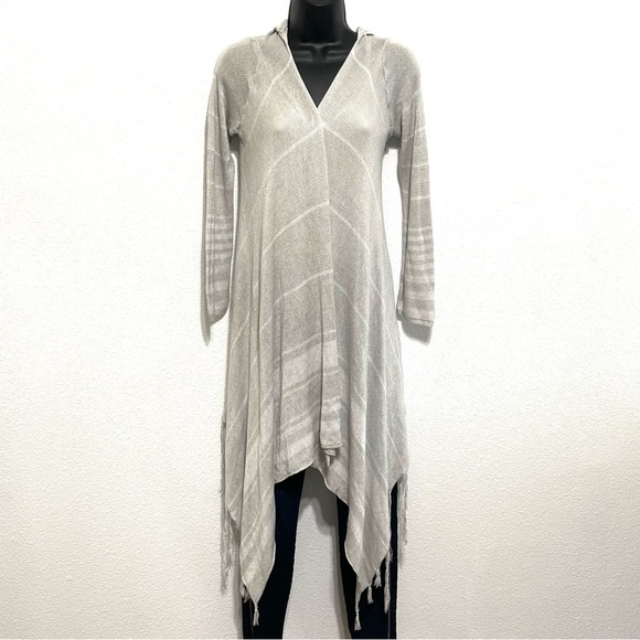 Indah Sweaters - Indah Woman Open Front Tassel w/ Hood Cardigan Coat Sweater Size S/M